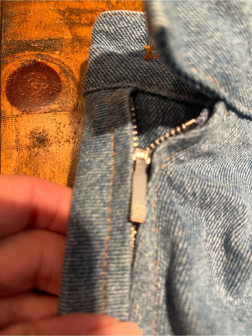 Loewe Blue Denim skirt with Brown Leather Logo Patch - Picture 9 of 11